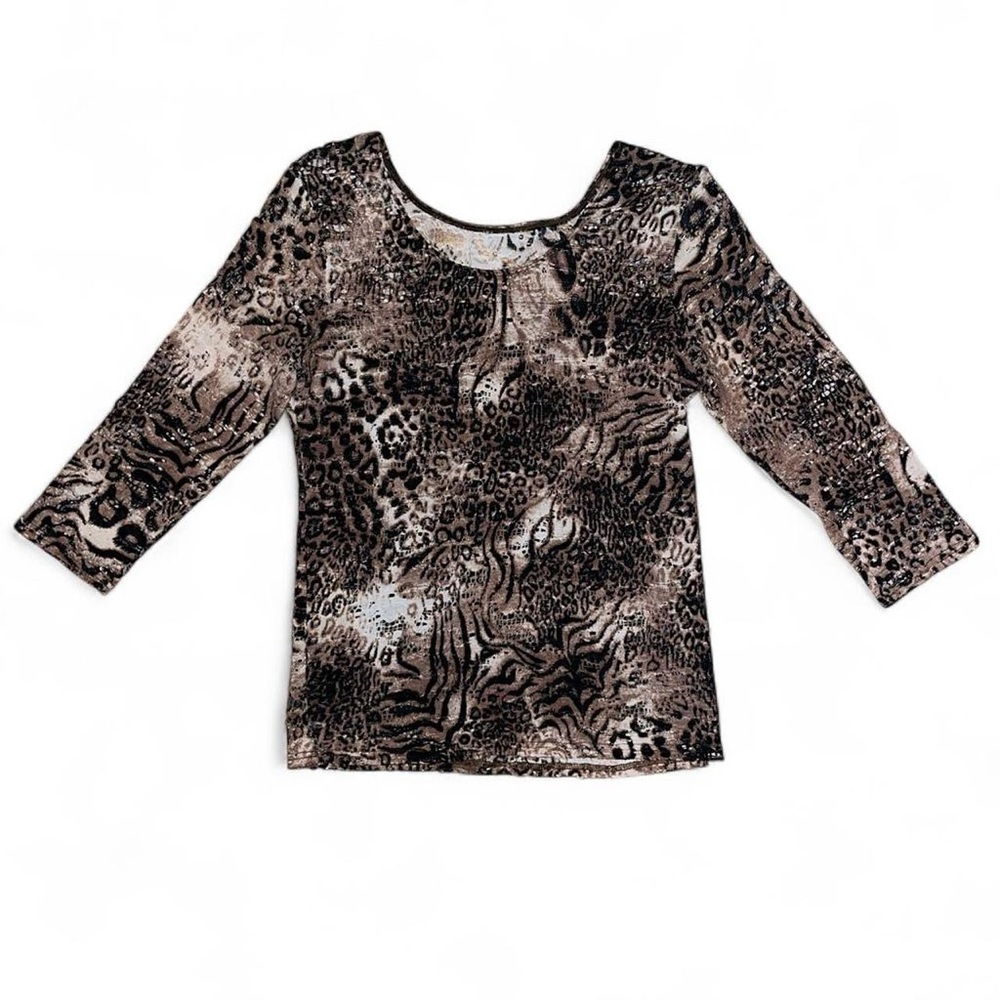 Vintage lacy animal print long sleeve top